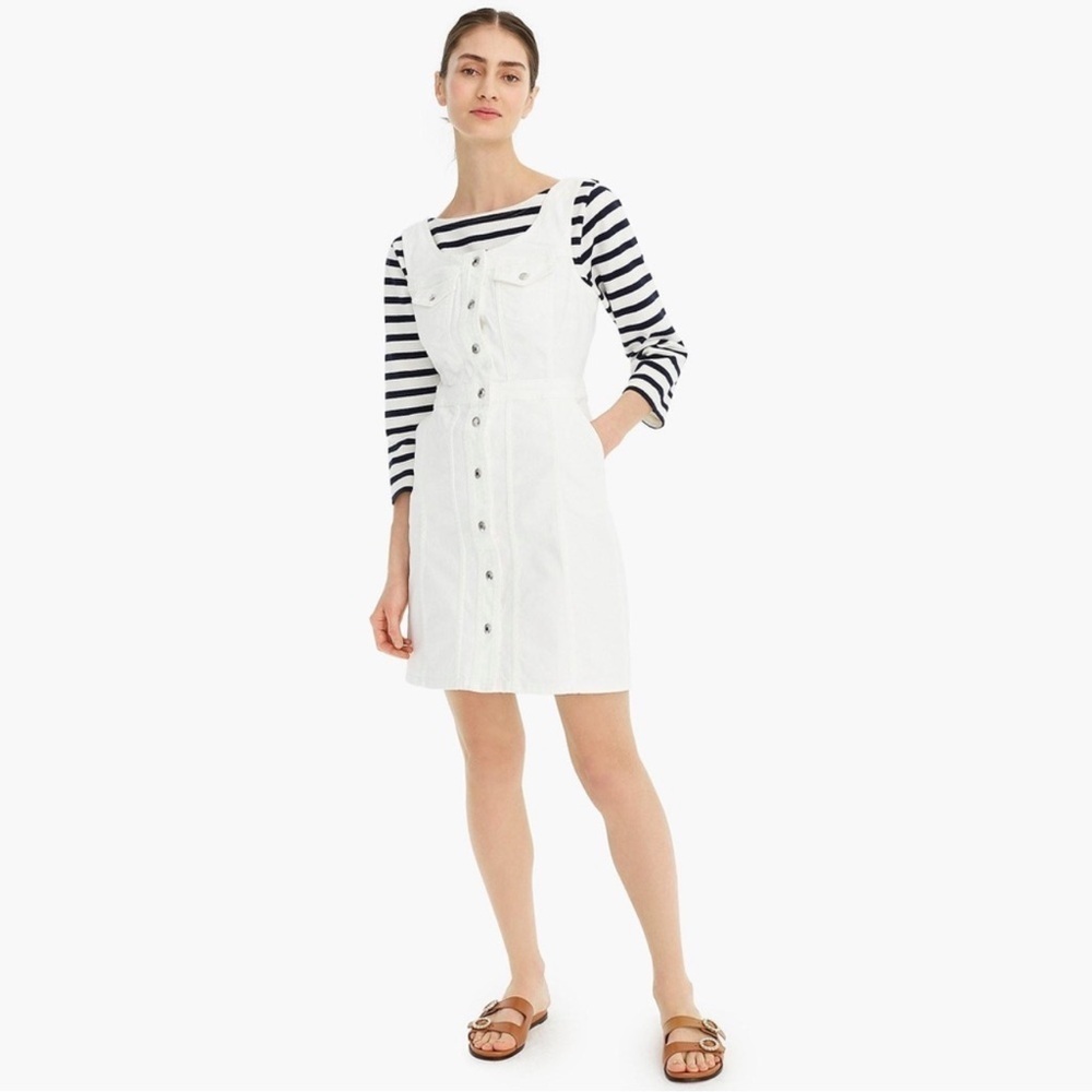 J. Crew Scoopneck Button-front Dress White - 0
